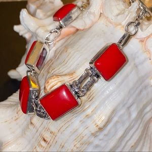 Sale * Red Coral vintage handcrafted bracelet
